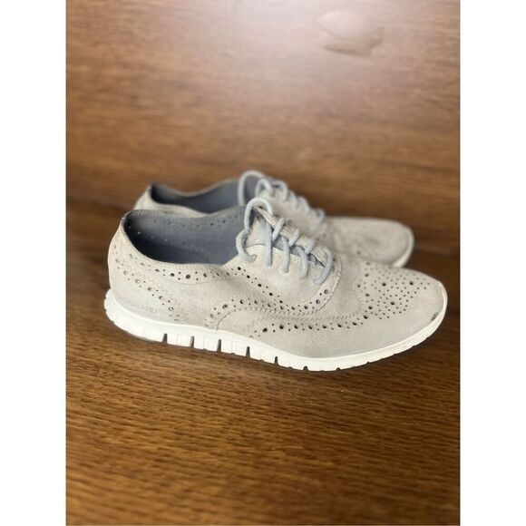 Cole Haan ZeroGrand Wing Oxford Shoes Gray Suede Lt. Wt. Women US Sz 7B - Picture 1 of 9
